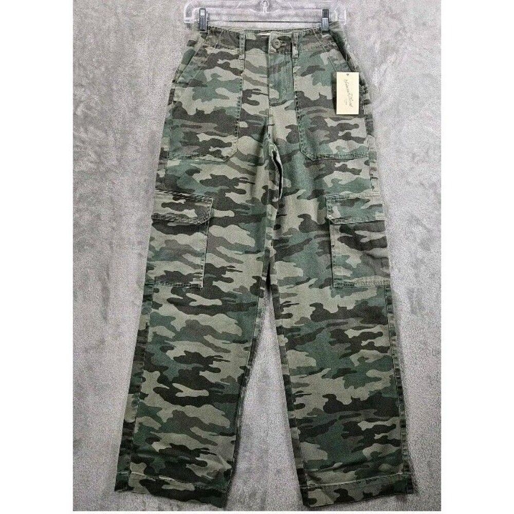 Cargo Pants Womens 0 Green Camo Utility Straight Leg Stretch Universal Threads